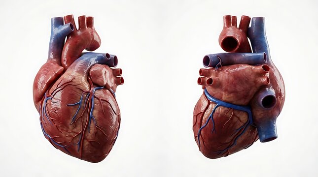 Human heart anatomical model from two views