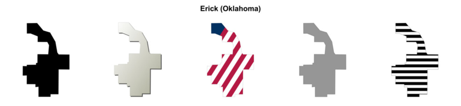 Erick (Oklahoma) blank outline map set