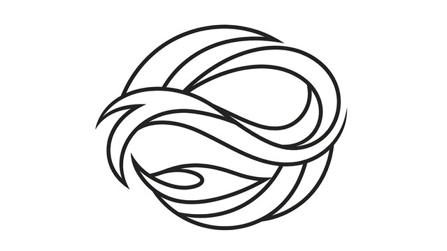 Abstract swirling ribbon logo on white background.