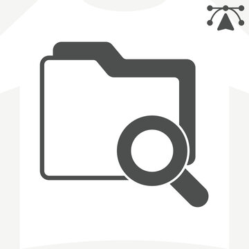 Folder overview in explorer solid icon, file management concept. Vector graphics. Magnifying glass and folder, search sign and editable stroke, glyph style icon for mobile or web design.
