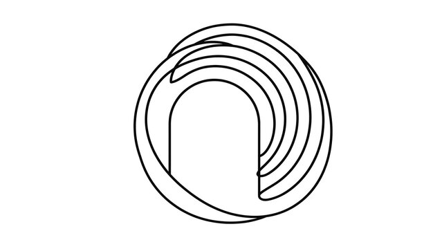 Abstract spiral logo design on white background.
