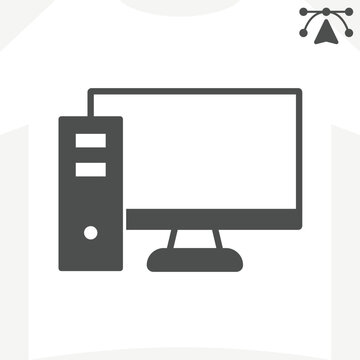 This computer shortcut solid icon, personal computer concept. Vector graphics. Information processing, tech sign and editable stroke, glyph style icon for mobile or web design.