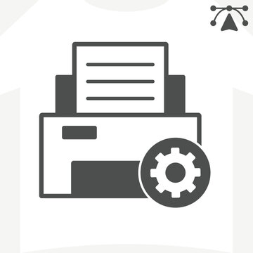 Printing options shortcut solid icon, peripherals concept. Vector graphics. Printer, printing documents sign and editable stroke, glyph style icon for mobile or web design.