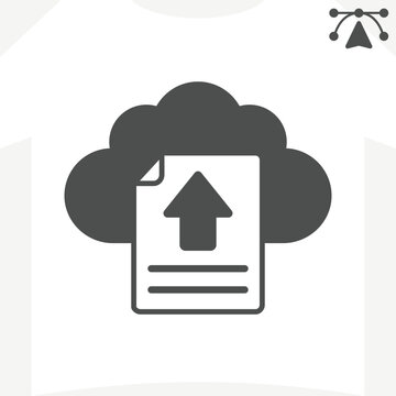 Upload to cloud shortcut solid icon, file management concept. Vector graphics. Online storage sign and editable stroke, glyph style icon for mobile or web design.