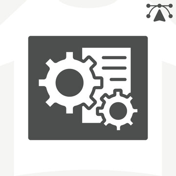 Settings shortcut solid icon, operating system concept. Vector graphics. Customization tools, cogwheels sign and editable stroke, glyph style icon for mobile or web design.