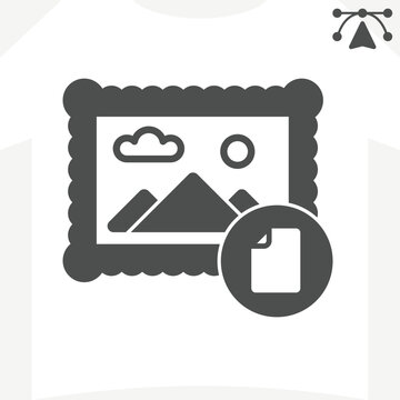 Photo frame file solid icon, digital media concept. Vector graphics. Photography showcase, gallery sign and editable stroke, glyph style icon for mobile or web design.