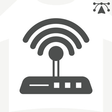 Wi-Fi signal shortcut solid icon, computer network concept. Vector graphics. Wireless connection, router sign and editable stroke, glyph style icon for mobile or web design.