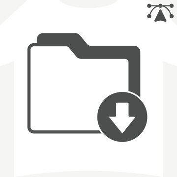 Downloads folder solid icon, file management concept. Vector graphics. Getting files from the internet, folders sign and editable stroke, glyph style icon for mobile or web design.