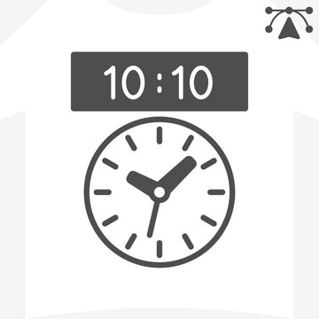 Clock widget solid icon, interface concept. Vector graphics. Time meter, tracker sign and editable stroke, glyph style icon for mobile or web design.