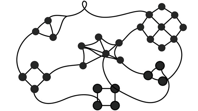 Abstract network graph illustration white background.