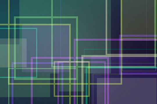 Layered translucent rectangles create a sophisticated geometric composition in teal, violet, and blue, offering a contemporary visual backdrop for websites, presentations, and branding.