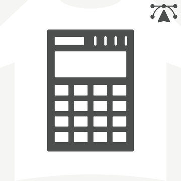 Calculator shortcut solid icon, math concept. Vector graphics. Number counting, tool sign and editable stroke, glyph style icon for mobile or web design.