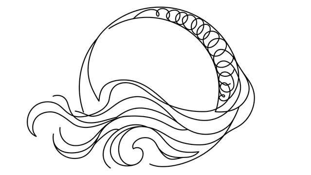 Abstract wave and spiral design on white background.