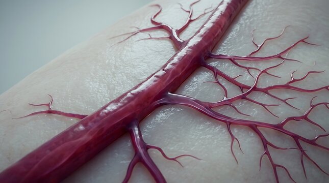 Blood vessel branching within human tissue