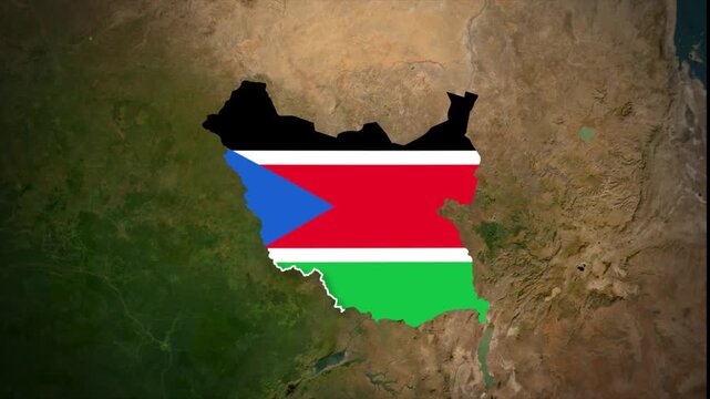 South Sudan Map Highlight, South Sudan Location Map, African Country Geography Animation