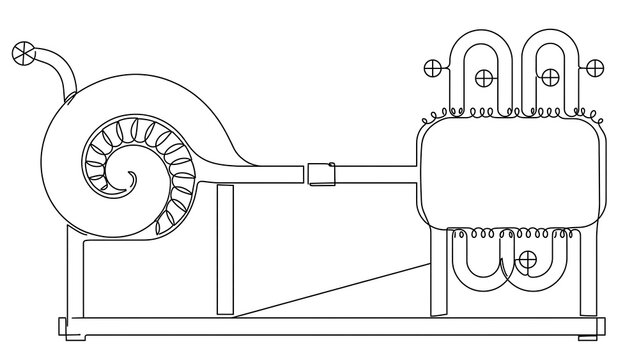Archimedes screw pump diagram white background.