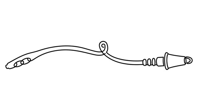 Black line art fishing rod on white background.