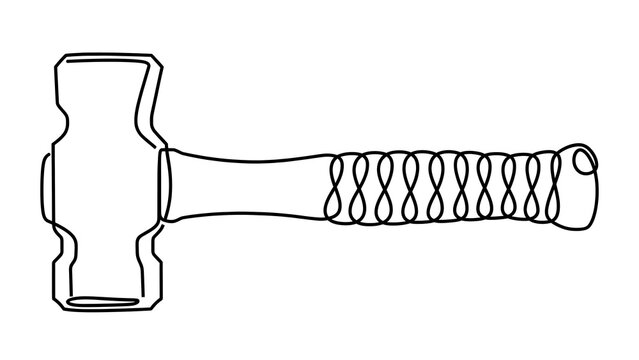 Black and white hammer illustration white background.