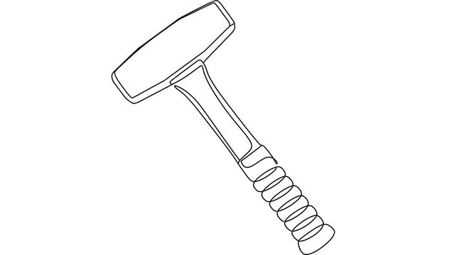 Black and white hammer illustration white background.