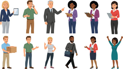 Obraz premium Cartoon Vector Illustrations of Business and Casual Characters