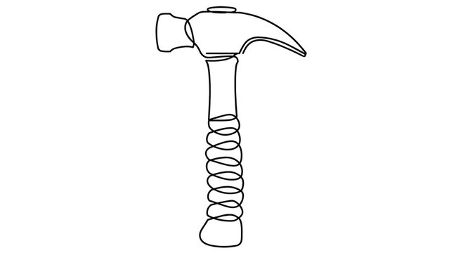Black and white hammer illustration white background.