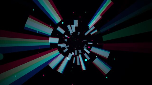Colorful Radial Burst Tunnel with Particles and Light Blocks
