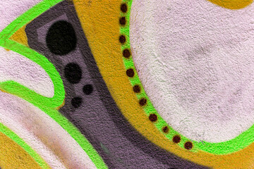 beautiful wallpaper of street wall graffiti painting of aerosol urban art. Colorful city background of spray graffiti drawing in modern culture style © Yaroslav
