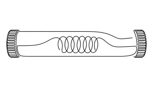 Black and white spring coil diagram white background.