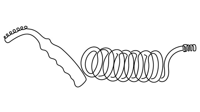 Black and white spring coil illustration white background.