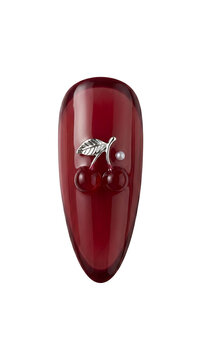 Nail Art Design Ghotic Style Cheery  Red Heart Shaped Box with Red Apple in Glass Jar Isolated on White Background, Fresh Healthy Organic Food and Medicine Concept Illustration