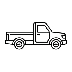 Fototapeta premium Simple line art illustration of a pickup truck side view.
