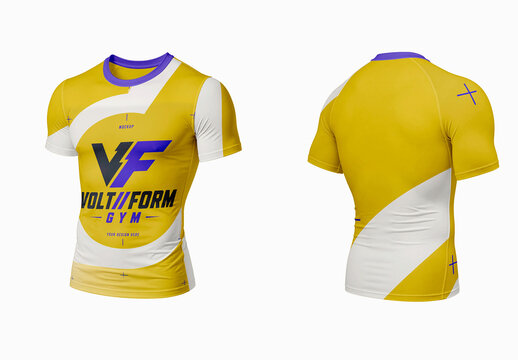 Short Sleeve Compression Shirt Soft Drape Mockup