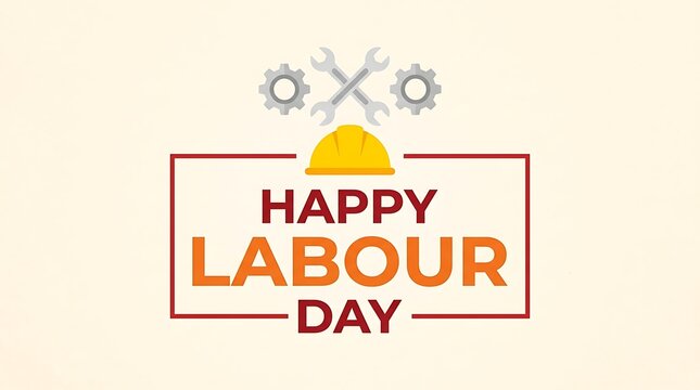 Graphic illustration for labour day with crossed metal wrenches gears light background
