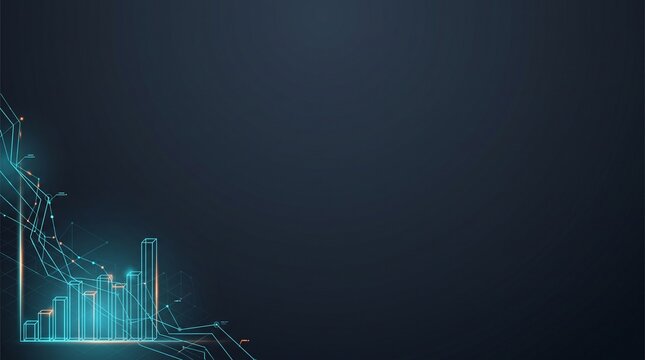 Minimalist Futuristic Big Data Analytics Background with Glowing Chart Wireframe and Wide Copy Space