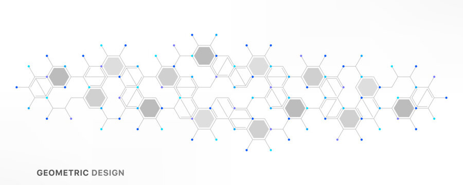Graphic design element with abstract geometric background of simple hexagon pattern