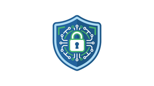 Digital Shield with Lock and Circuitry Elements.