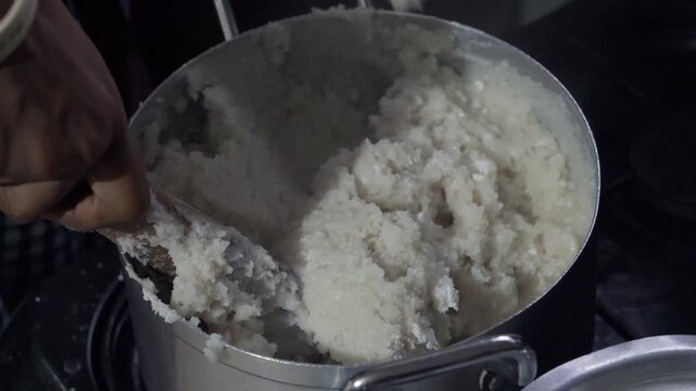preparing African food from a combination of powder cereals.
