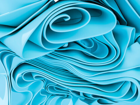 Close-up of abstract blue folded shapes creating layered texture