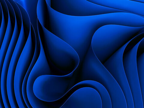 Abstract fluid blue waves create smooth curved shapes with dynamic