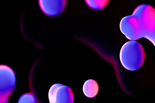 Abstract glowing organic shapes in neon colors on dark background