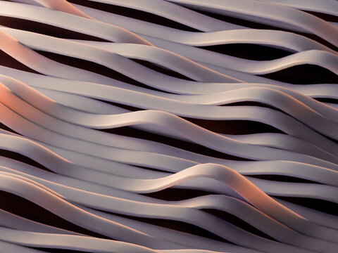 Abstract smooth flowing white curves with soft pink lighting