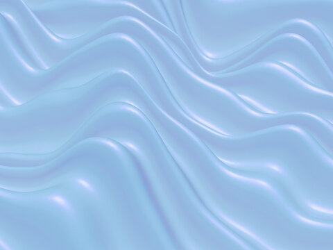 Smooth blue surface with flowing curved waves and shiny texture