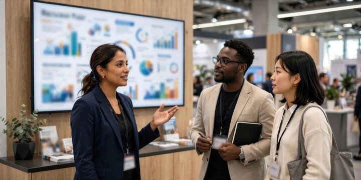 Presenter Discussing Business Charts With Event Attendees
