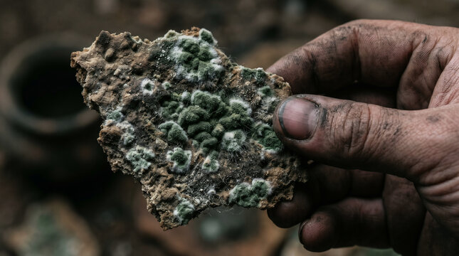 The deceptive Gibeonites showing Joshua dry, moldy bread and cracked wineskins to pretend they traveled from a far country