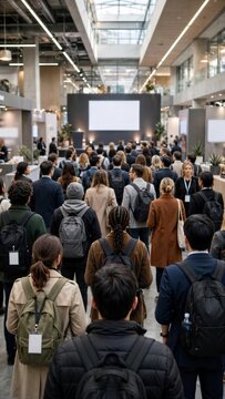 Large Audience Watching Presentation in Conference Hall