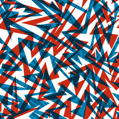 Fototapeta premium Abstract geometric camo seamless pattern, sharp angular lines and overlapping triangles background for sportswear and jersey design