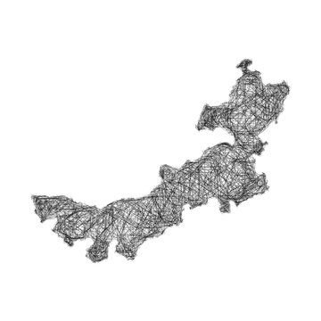 Black and white sketch Nei Mongol (China) outline map design