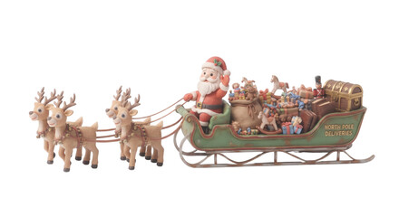Santa Claus riding sleigh pulled by reindeer with gifts © Kate