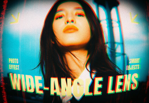 Wide-Angle Lens Photo Effect For Poster And Social Media Design