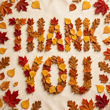 Decorative Autumn Leaves Creating a Thank You Greeting